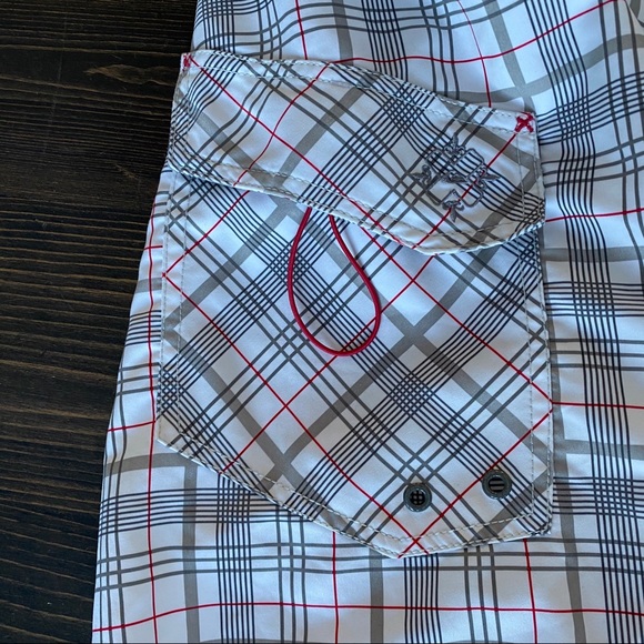 Men's Quicksilver Gray/White/Red Swim Trunks - Picture 7 of 8